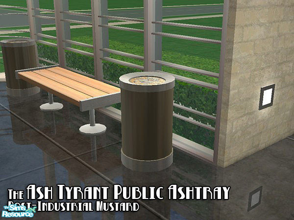 Sims 2 — Public Ashtray - Mustard Recolor by BeOSBoxBoy — An homage to the utilitarian furniture of the 1940s-1960s; a