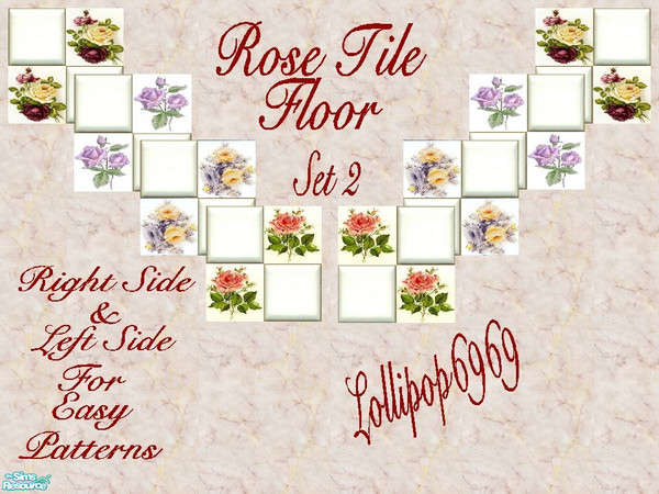 Sims 2 — Rose Tile Floor Set 2 by lollipop6969 — Here is the second set of my rose tile floor. I hope you enjoy them as