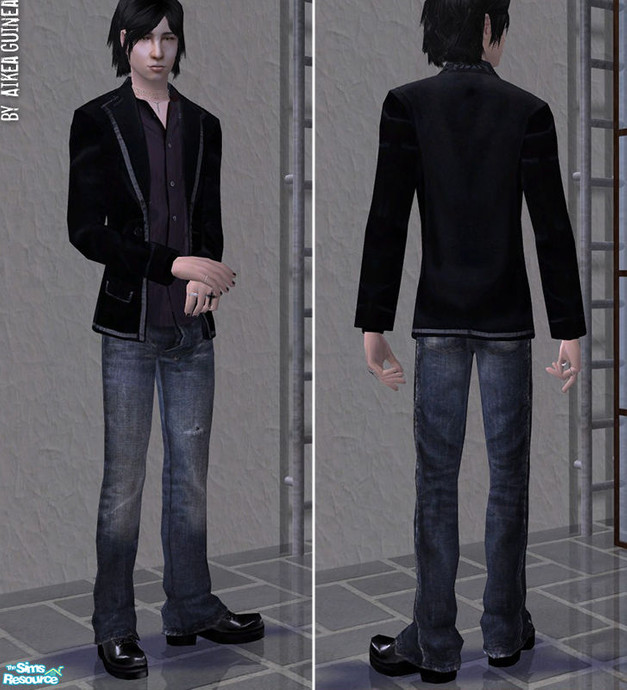 The Sims Resource - Boot Cut Jeans with Black Velvet Jacket