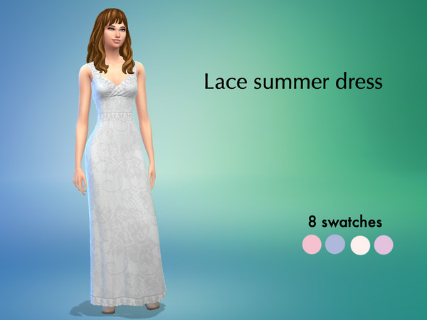 Sims 4 — Pastel Lace Summer Dress by Svjpanda — 8 swatches recolor of a base game dress