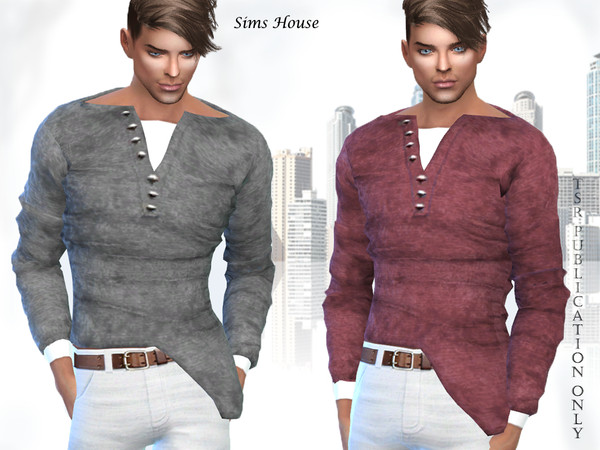 The Sims Resource - Men's T-shirt asymmetric with a long sleeve