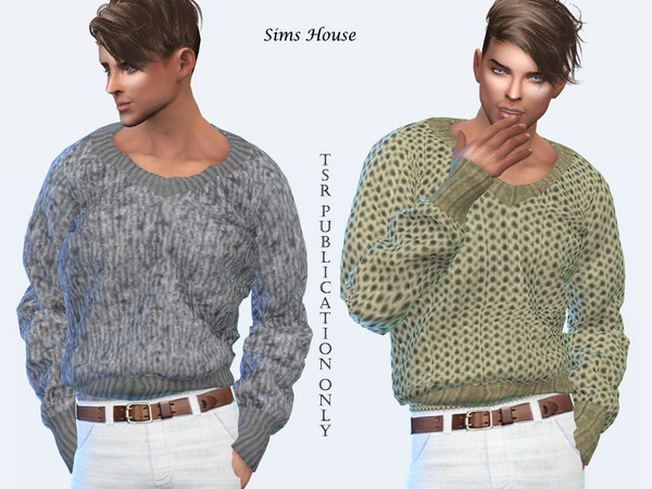 The Sims Resource - Men's Warm V-neck Sweater 2