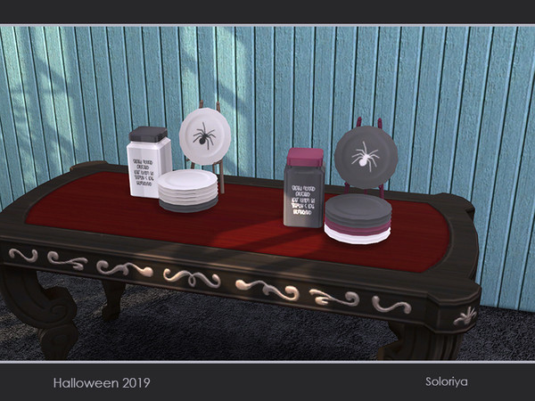 Sims 4 — Halloween 2019. Jar and Plates by soloriya — Jar and plates in one mesh. Part of Halloween 2019 set. 2 color