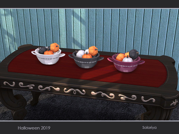 Sims 4 — Halloween 2019. Pumpkins in a Bowl by soloriya — Four pumpkins in a bowl. Part of Halloween 2019 set. 3 color