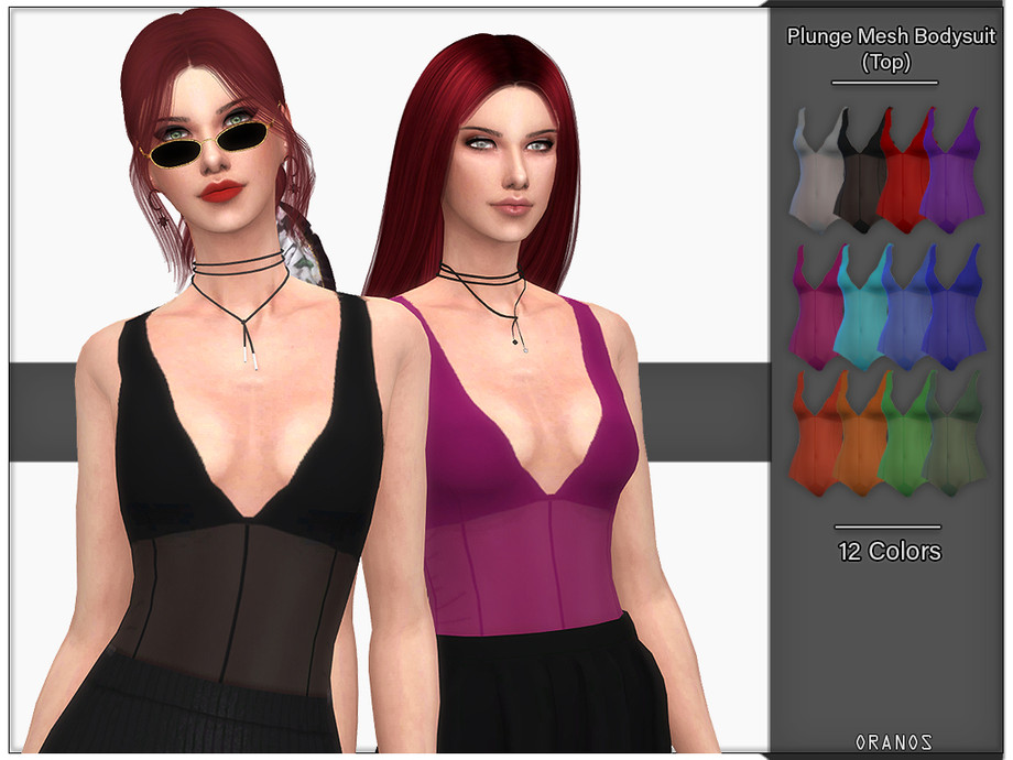 The Sims Resource - Plunge Mesh Bodysuit (Top)