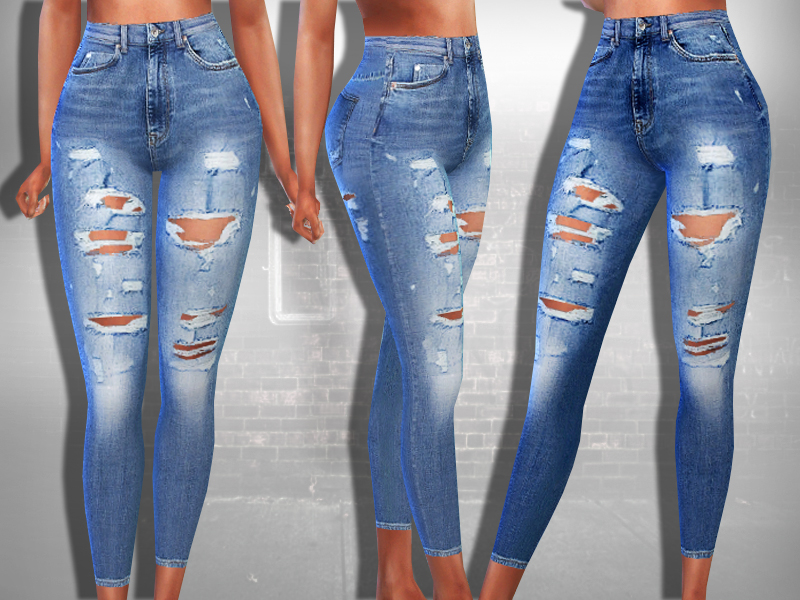 The Sims Resource - Female Ripped Skinny Fit Jeans