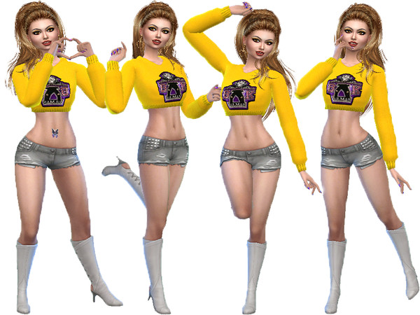 Sims 4 — Beyonce stage set by TrudieOpp — Beyonce stage set of op and denim short Top new mesh