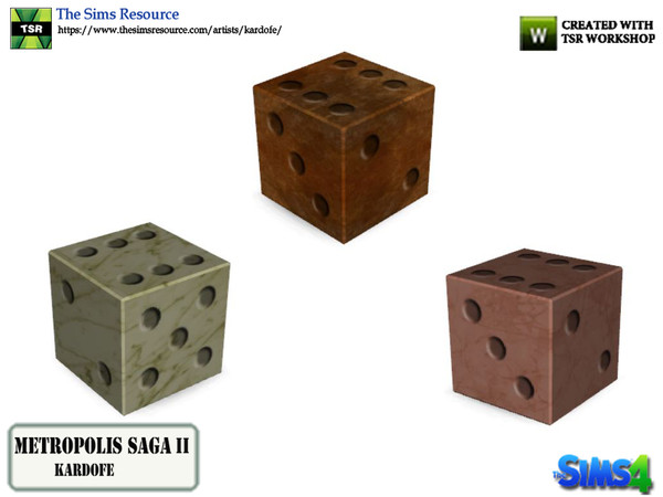 Sims 4 — kardofe_Metropolis Saga_Dice by kardofe — Decorative dice, stackable, in three color options 