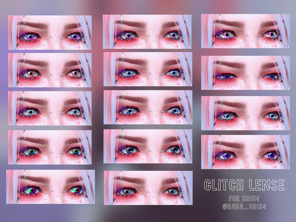 Sims 4 — [Spacebaba] Glitch Lense by Spacebaba — -12 Swatches -All gender -All age -Face Paint category