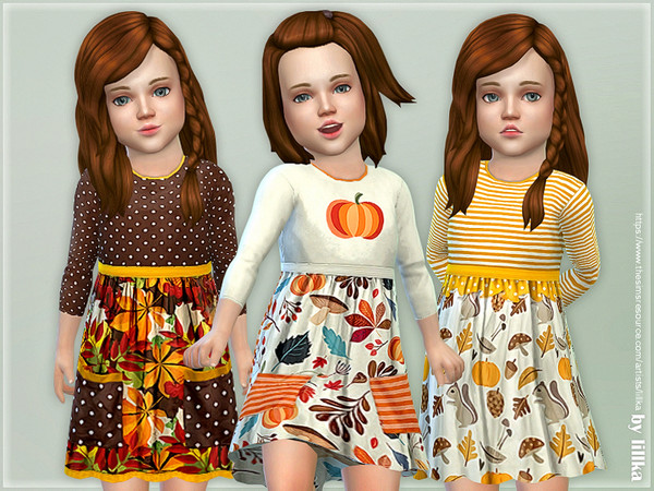 Sims 4 — Toddler Dresses Collection P113 [NEEDS TODDLER STUFF] by lillka — Toddler Dresses Collection P113 3 styles YOU