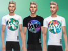Sims 4 — What's the HYPE? by Odey92 — 3 t-shirt designs for men emblazoned with a Hype logo.