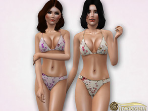 Sims 3 — Floral Design Triangle Bikini by Harmonia — 3 variations not-Recolorable