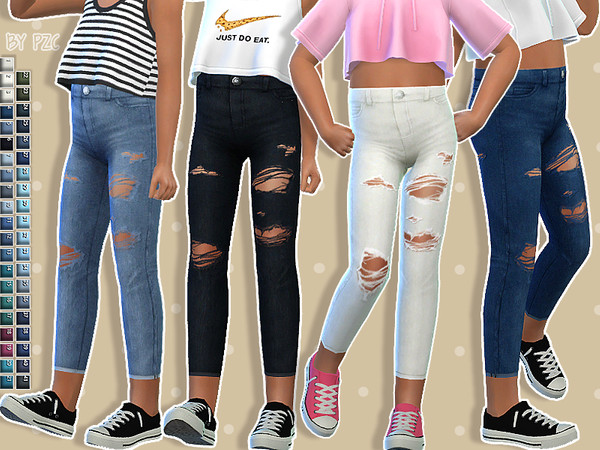The Sims Resource | High Waisted Ripped Jeans For Children