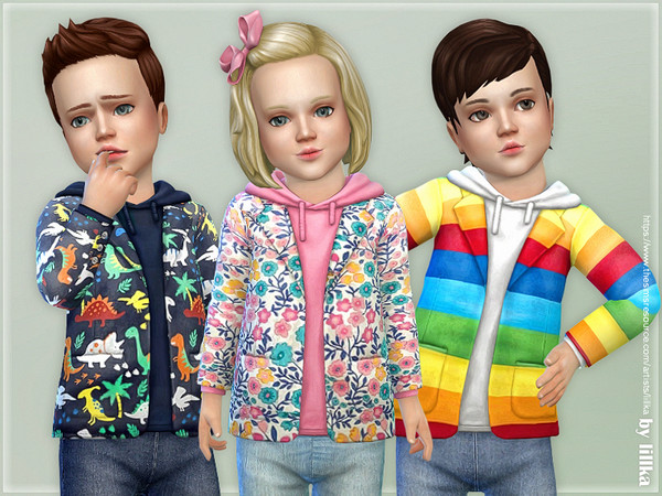 Sims 4 — Printed Toddler Jacket [NEEDS GET FAMOUS] by lillka — Printed Toddler Jacket 3 styles YOU NEED Get Famous pack