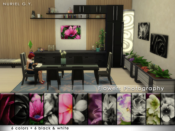Sims 4 — Flowers Photography  by Nuriel_Gavish — Flowers Photography, 2 items x 6 photos each = 12 total. 6 photos in