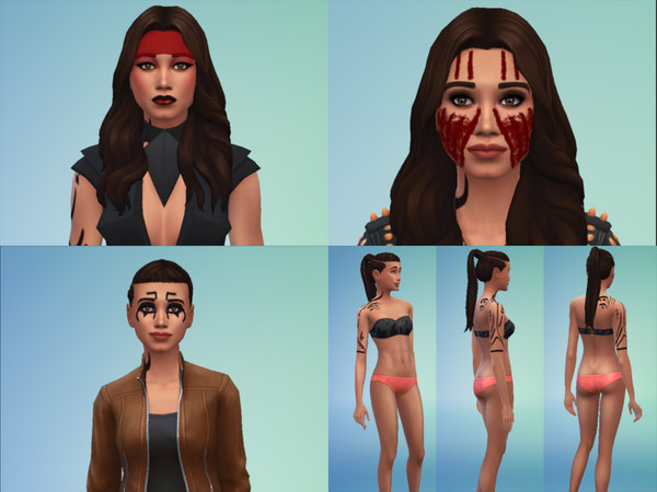 Sims 4 — Octavia Blake by PrettyInPixels — Facepaints and tattoo to make Octavia Blake from the show The 100. Including