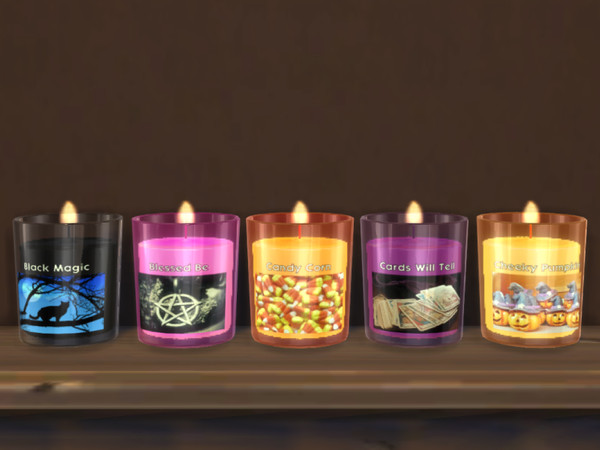 Sims 4 — WaxSim Candles - Halloween 2019 Set [MESH NEEDED] by LuckiSelki — Full set of 15 functional Halloween themed