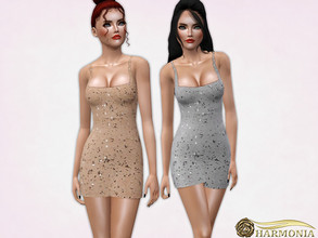 Sims 3 — Sequined Square Neck Dress by Harmonia — 3 variations not-Recolorable