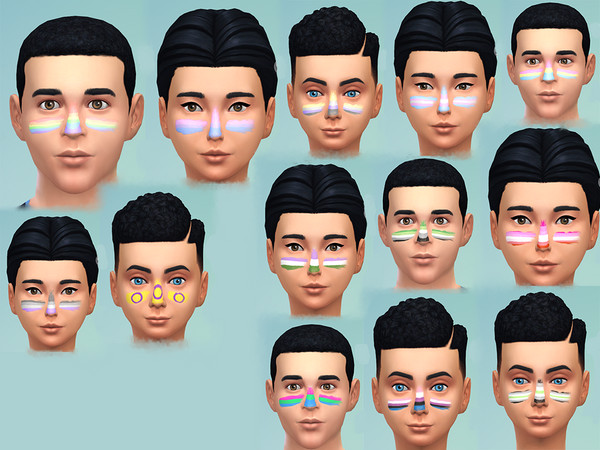 Sims 4 — Pride Facepaint by workingboiz_ — A recoloured version of facepaint from the sims. 13 swatches for 13 flags
