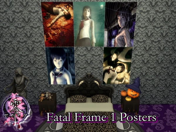 Sims 4 — Fatal Frame Posters Set by PhoenixTsukino — Set of posters featuring the horror video game series, Fatal Frame.