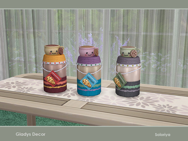 Sims 4 — Gladys Decor. Jar with Cookies by soloriya — Jar with cookies and a cup. Part of Gladys Decor set. 3 color