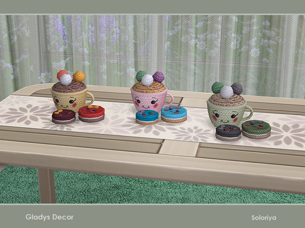 Sims 4 — Gladys Decor. Cup and Cookies by soloriya — Knitted cup and cookies in one mesh. Part of Gladys Decor set. 3