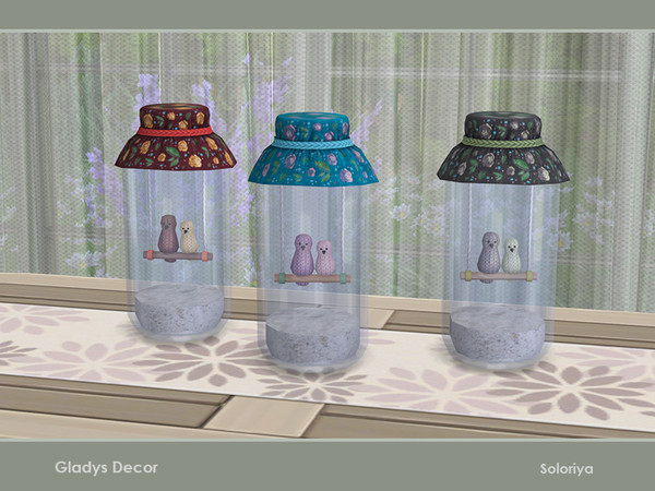 Sims 4 — Gladys Decor. Birds in a Jar by soloriya — Two knitted birds in a jar. Part of Gladys Decor set. 3 color