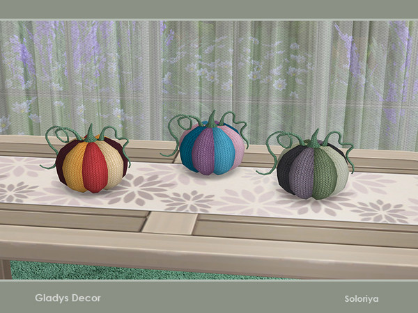 Sims 4 — Gladys Decor. Pumpkin by soloriya — Colorful knitted pumpkin. Part of Gladys Decor set. 3 color variations.