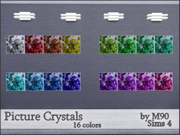 Sims 4 — M90 Crystals by Mircia90 — Picture with crystals in 16 colors. Gray , red , orange , yellow , 2 shades of green
