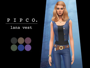 Sims 4 — lana vest. by Pipco — a simple denim vest. 6 swatches base game compatible ea mesh edit - frankenmesh all lods