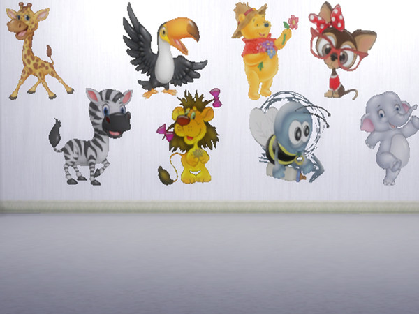 Sims 4 — Cartoon animal wall stickers by TrudieOpp — Cartoon animal wall stickers