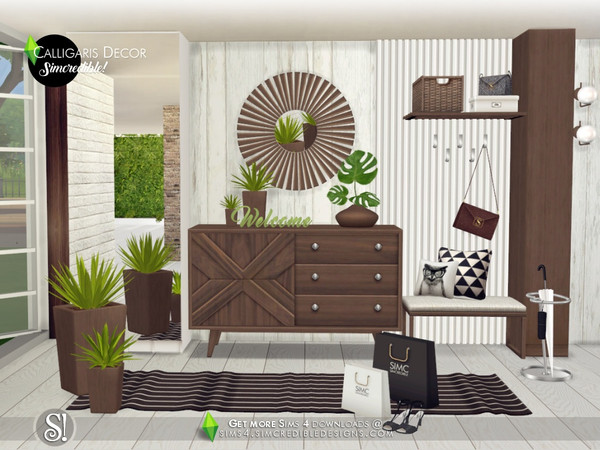 Sims 4 — Calligaris hallway decor [web transfer] by SIMcredible! — Hallway clutter is here. Bags, shoes and boxes to give