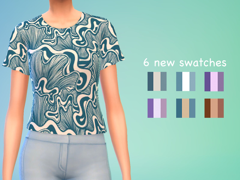 Sims 4 The Sims Resource | MariOgTia - Fancy T-shirt with Wavy Patterns Romantic Garden by TSR Creator