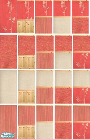 Sims 2 — Red Vines Wallpaper Collection by jyackley01 — This Asian-Inspired Red Vines Wallpaper collection contains 20