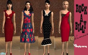 Sims 2 — Rockabilly Glamour by SIMplyCurvy — Four glamorous, gorgeous, retro style dresses modeled after dresses made by