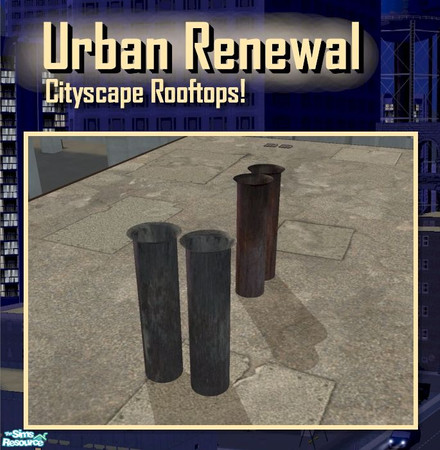 Sims 2 — Twin Funnel Flue by Cyclonesue — A metal twin-funnel flue in two colour designs.