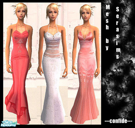 Sims 2 — Ocassion Dresses by confide — Set of 3 dresses based on a wonderful mesh made by Serasims. You can find the mesh