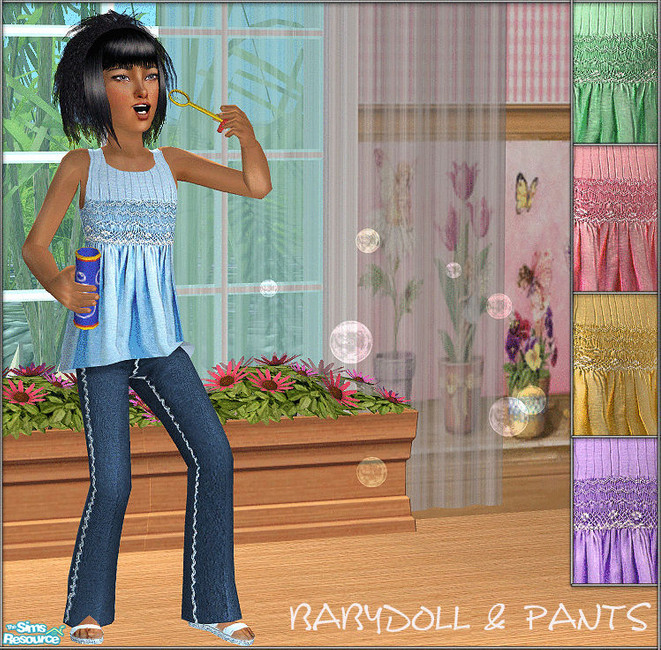 The Sims Resource Babydoll&pants set for little girls