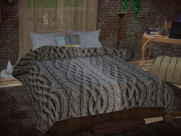 Sims 4 — Celtic Knotwork Knit Duvet by Kirschenregen2 — Celtic knotwork knit duvet recolour of Jonesi's ever popular