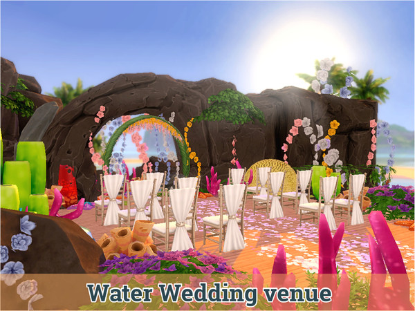 Sims 4 — Water Wedding (No CC) by Mini_Simmer — This is a part of my Mermaid build series. It is a gorgeous wedding venue