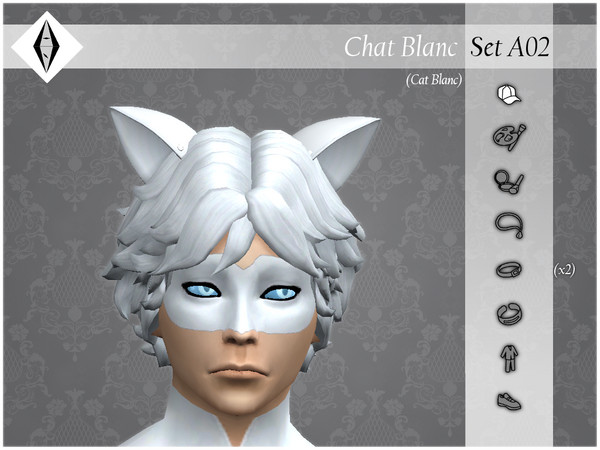 Sims 4 — Chat Blanc - SetA02 - Hat - Ears by AleNikSimmer — THIS PACK HAS ONLY THE EARS. -TOU-: DON'T reupload my items