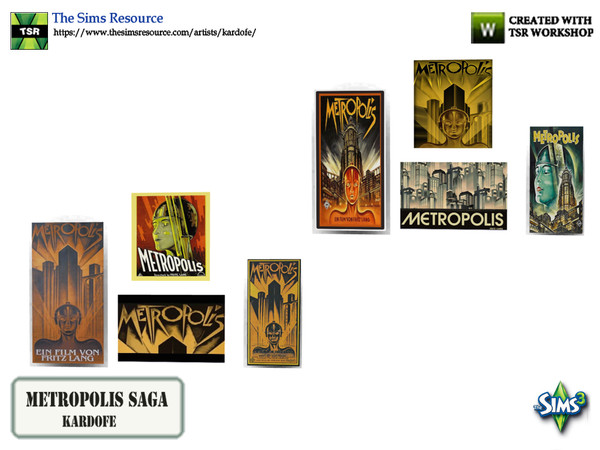 Sims 3 — kardofe_Metropolis Saga_Posters by kardofe — Group of four posters of the classic German movie, Metropolis, in