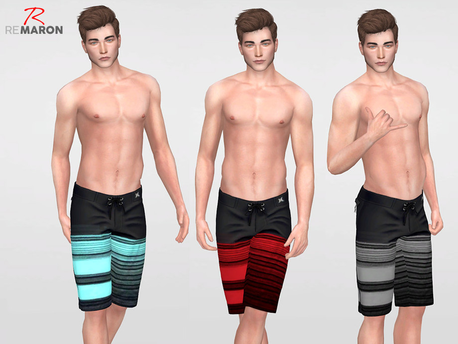 The Sims Resource - Hurley Swim Shorts for men - Mesh Needed