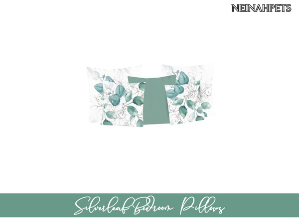 Sims 4 — Silverleaf Bedroom - Pillows by neinahpets — A set of plush pillows with silverleaf motif.