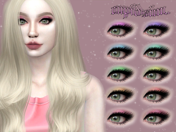 Sims 4 — CUPIDSIM Eyeshadow01 by cupidsim — a sparkly eyeshadow with a swatch for every color of the rainbow.