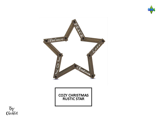 Sims 4 — Cozy Christmas Clutter - Rustic Wood Star by Chicklet — This is Part 3 of my Cozy Christmas Clutter Set Tis the
