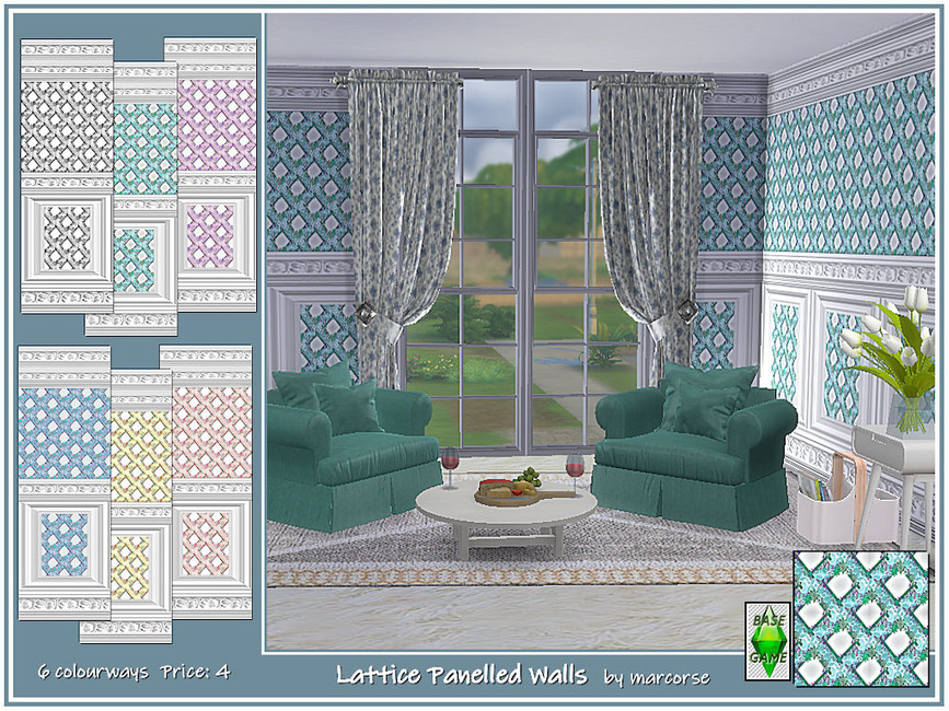 The Sims Resource - Lattice Panelled Walls by marcorse