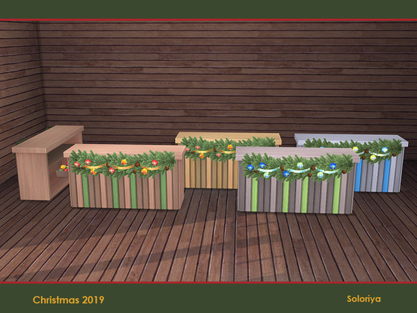 Sims 4 — Christmas 2019. Hallway Table by soloriya — Hallway Table with garland. Part of Christmas 2019 set. 4 color