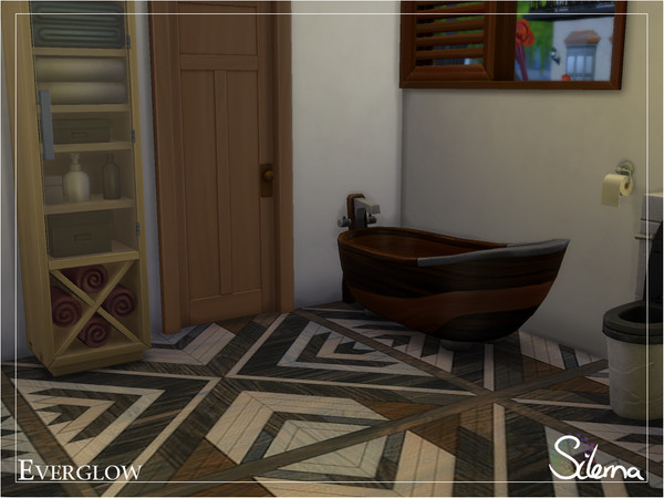 Sims 4 — Everglow by Silerna — They look like tiles but it's actually wood! 