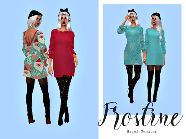 Sims 4 — Frostine - Hazel Sweater Dress - Recolor DaisyPixels by HazelsCloset — This is a Recolor of DaisyPixel's Hazel